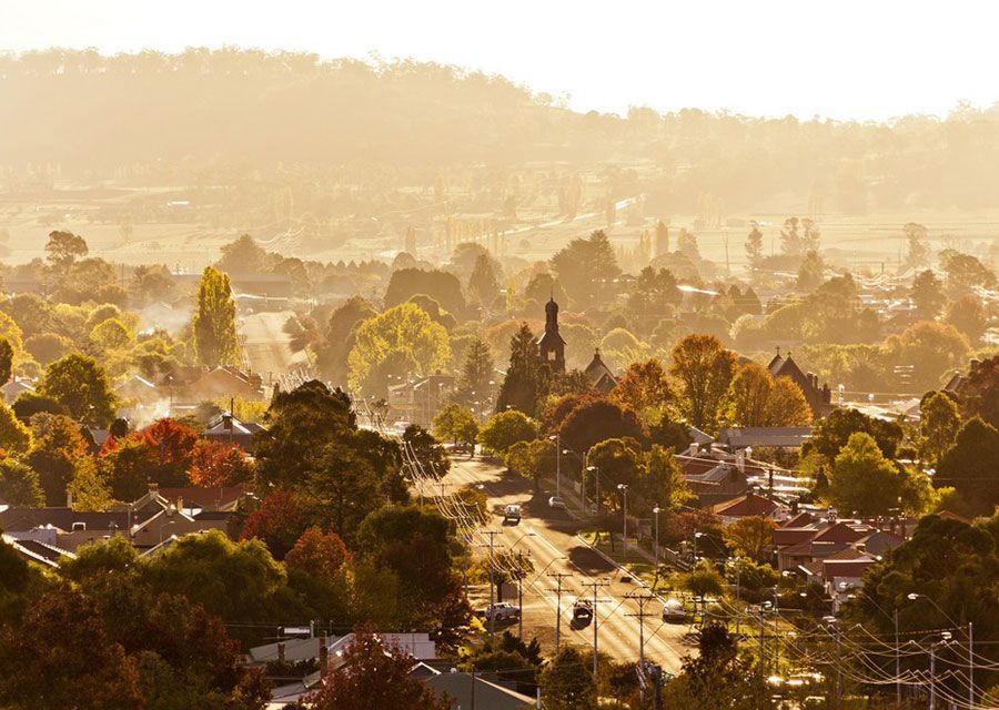 An Aerial View Of A City With A Lot Of Trees And Houses — RJN Transport In Glen Innes, NSW