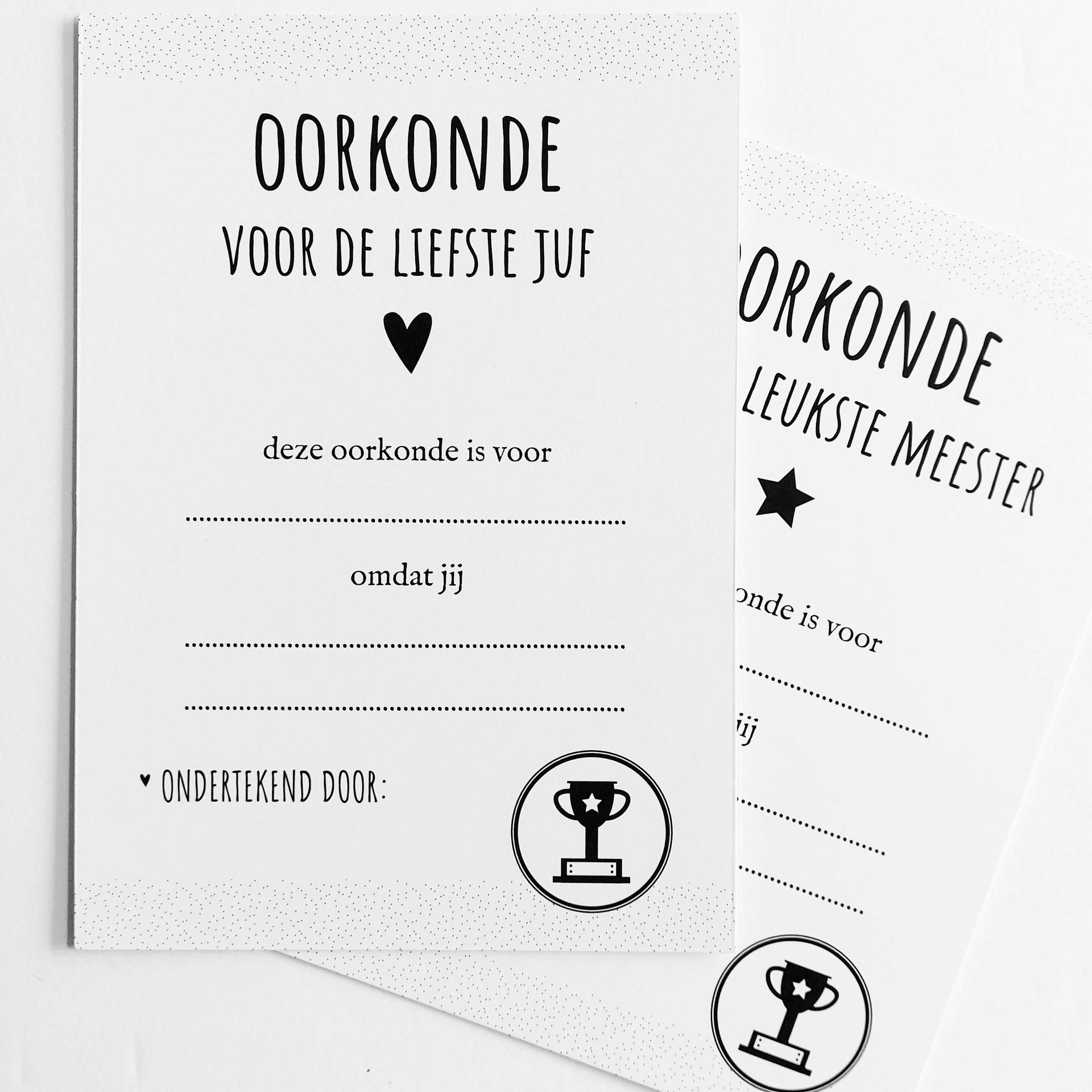 Invulkaart | Oorkonde voor de liefste juf