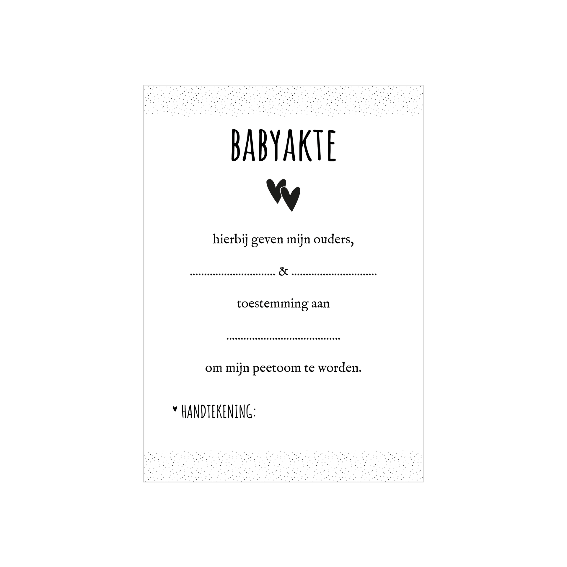 Invulkaart | Babyakte Peetoom
