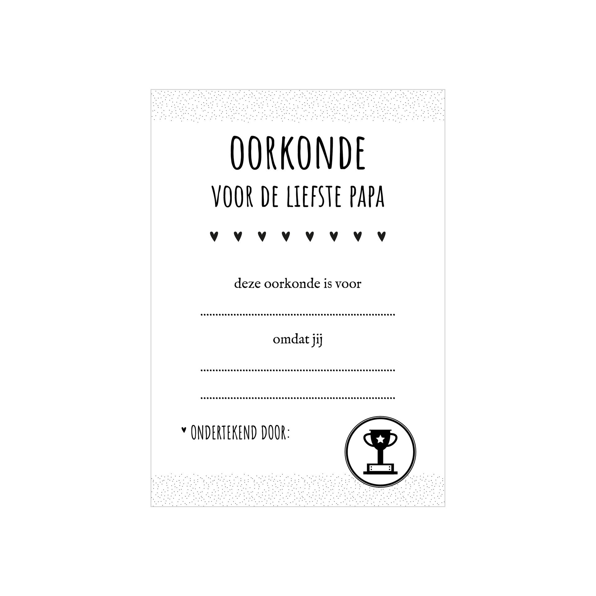 Invulkaart | Oorkonde voor de liefste papa