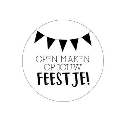 Sticker | Open maken op jouw feestje | 5 stuks