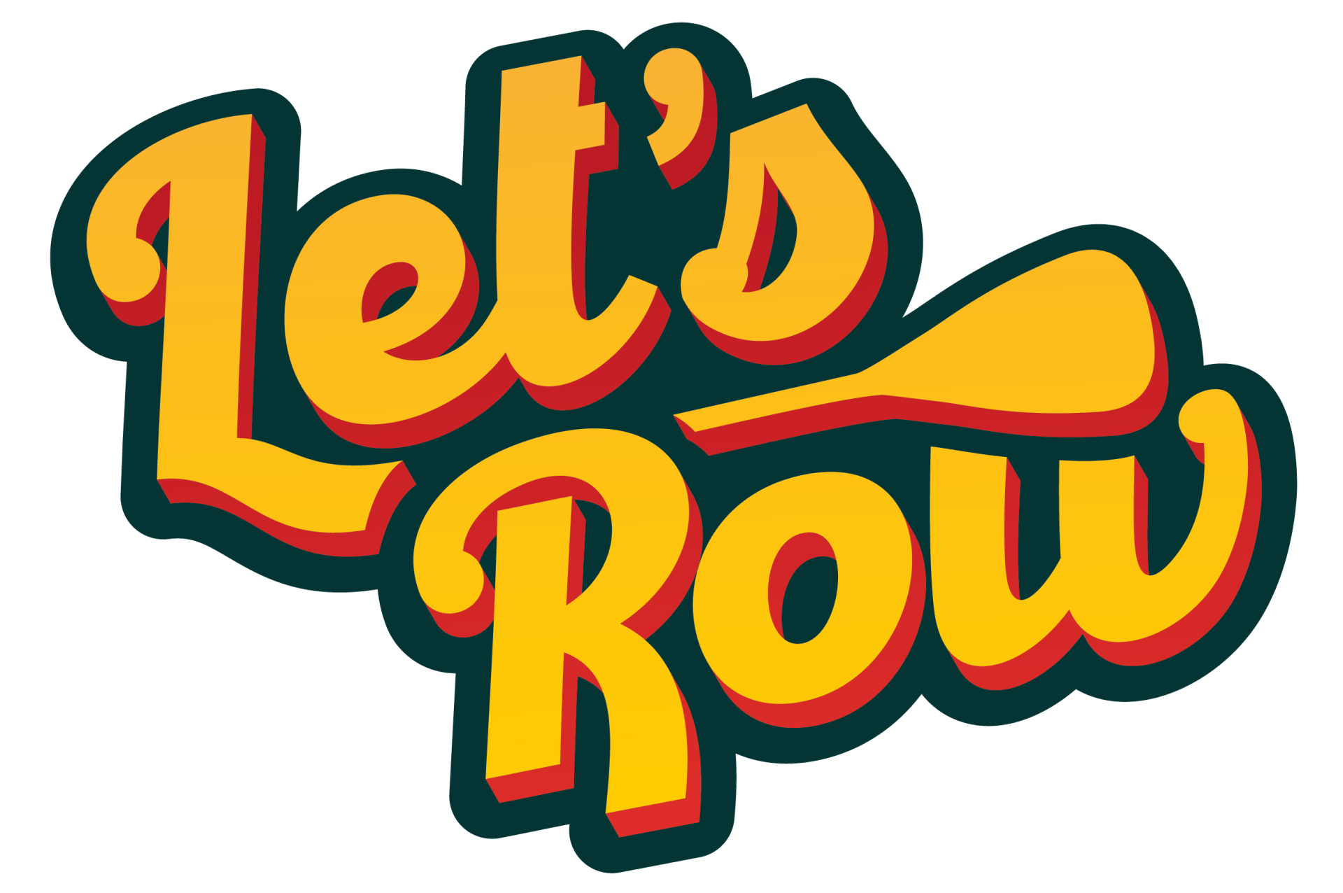 Een gestileerd logo in cartoonstijl met de woorden