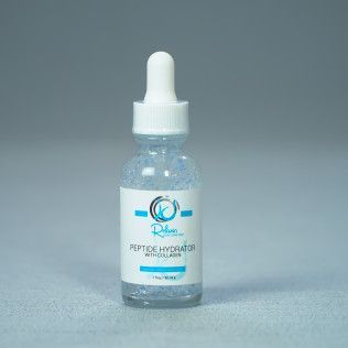 Small dropper bottle of skincare product, labeled