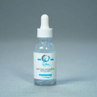 Blue glass bottle with a dropper. White label reads 