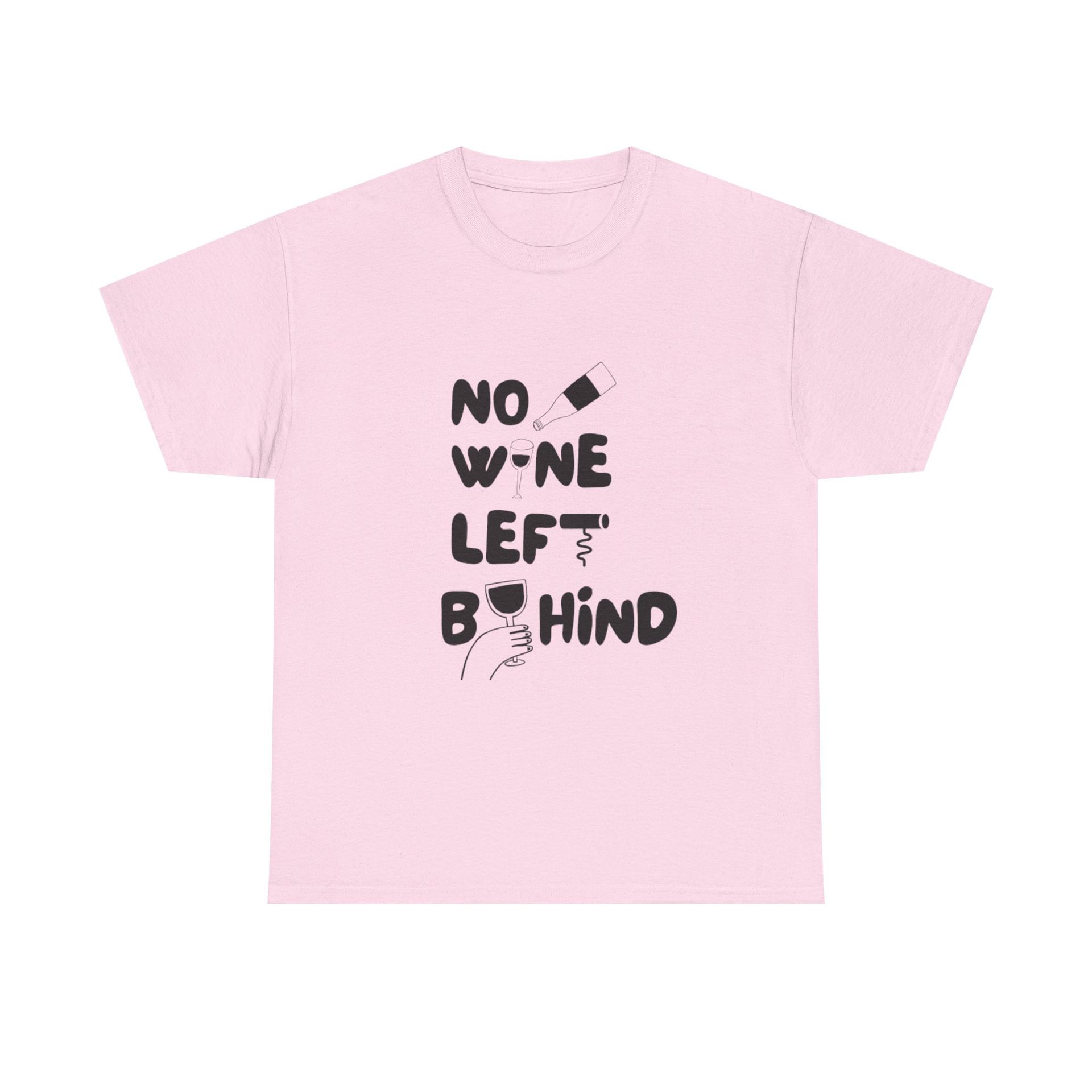 Pink cotton T-shirt featuring Company Name in black and five different shaped wine glasses