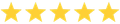 Five gold stars in a row on a white background