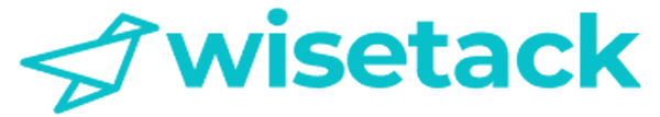 Wisetrack logo in teal with a geometric paper-plane icon and lowercase text