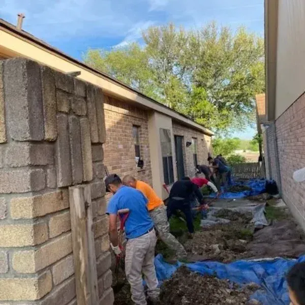 An image showing professional house leveling services in progress.