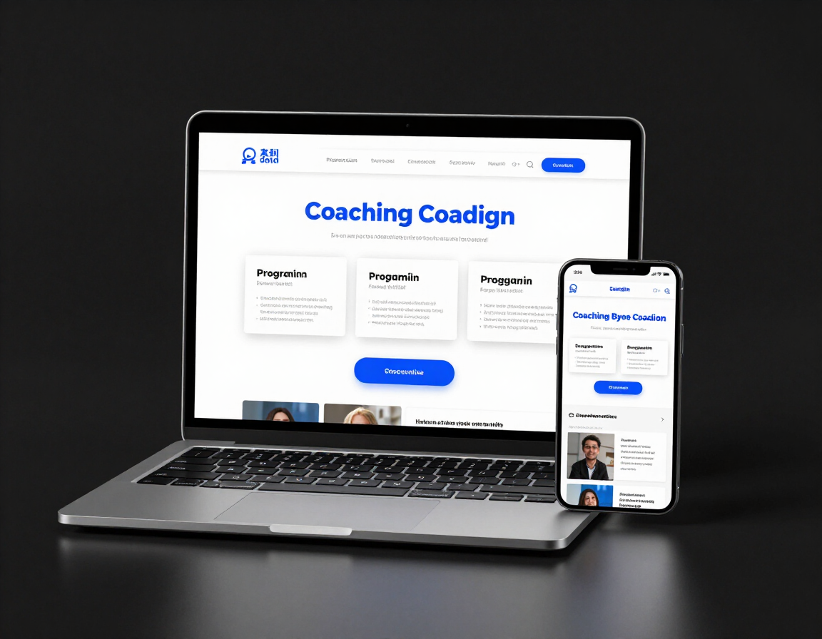 Coaching website on laptop and mobile mockup