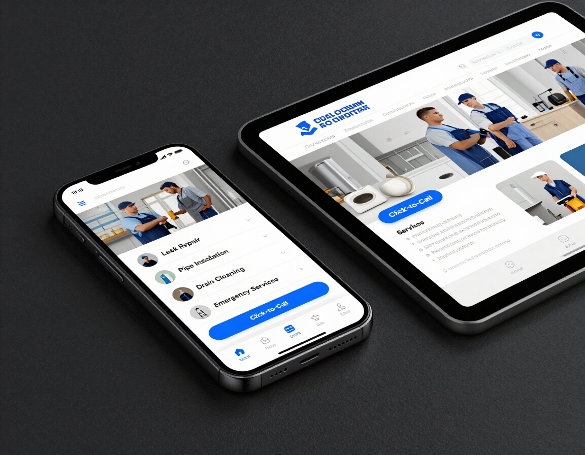 Local service business website mockup on mobile and tablet
