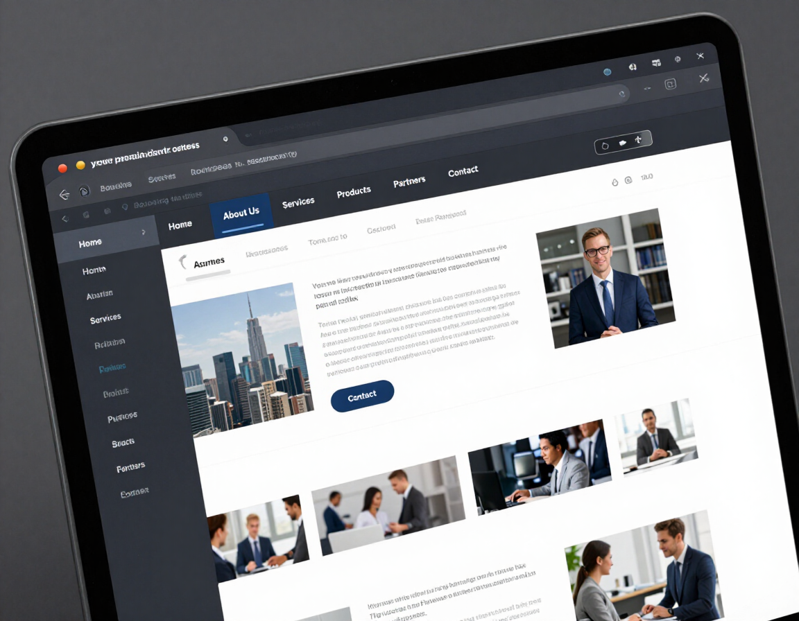 Multi-page business website with expanded navigation on Kaboomasite platform