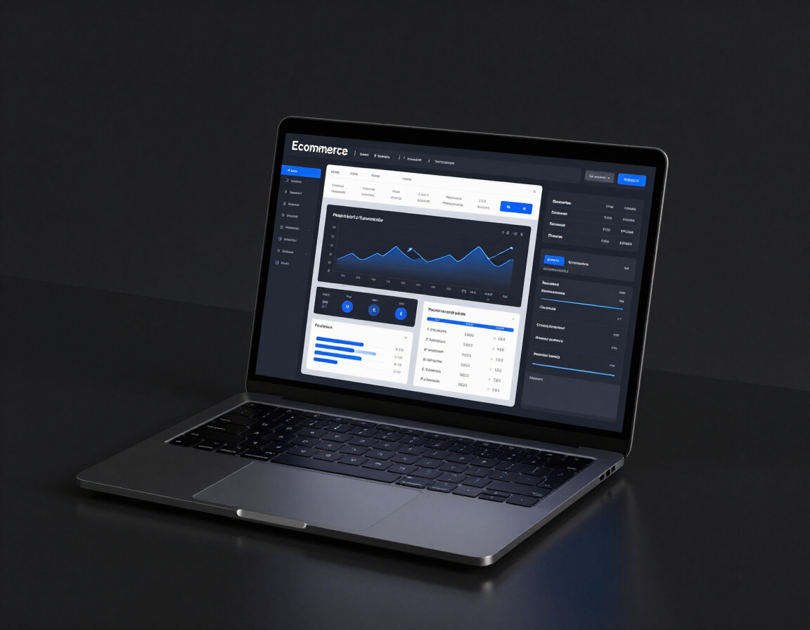 Analytics dashboard and app integrations on dark laptop mockup