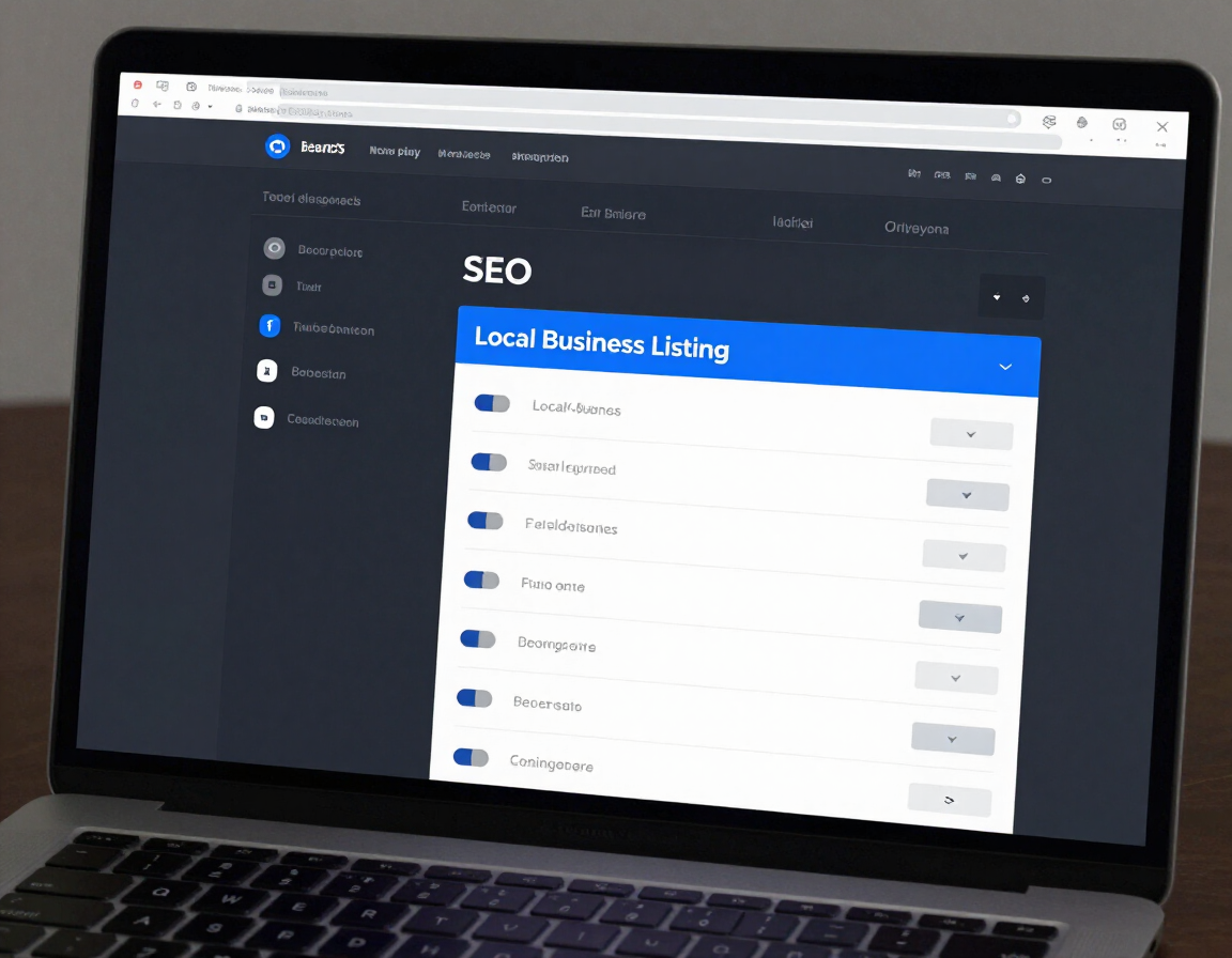 SEO settings panel and local business search visibility