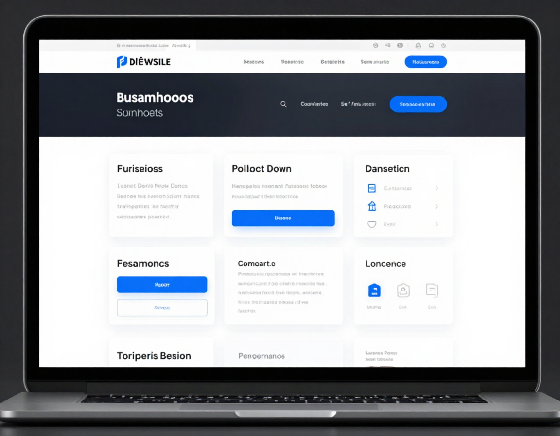 Professional business website design on a laptop screen