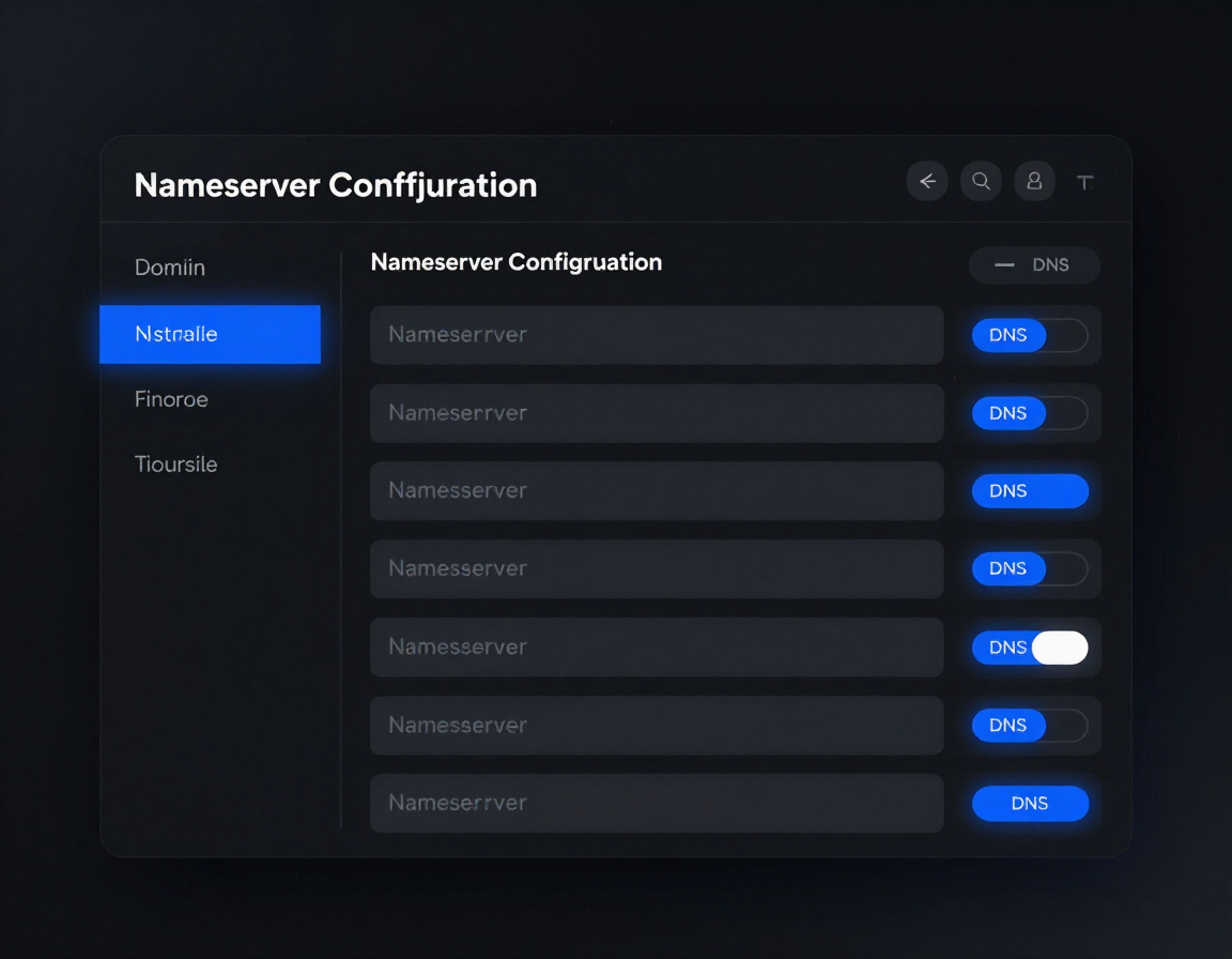 Domain connection and DNS settings panel mockup