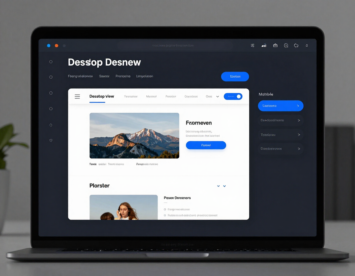Website admin panel showing mobile responsive preview alongside desktop view