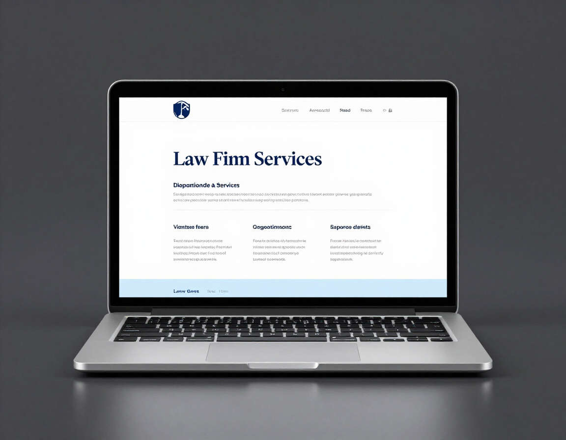 Law firm services page mockup on laptop