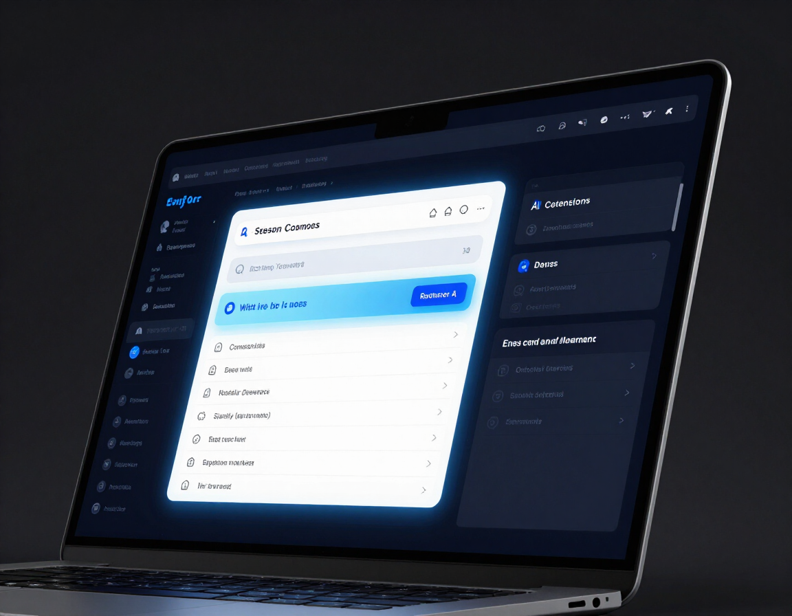 AI search results interface on laptop mockup
