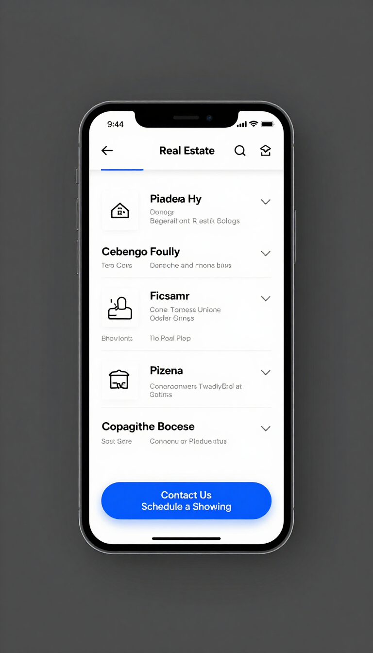 Mobile real estate website with contact button