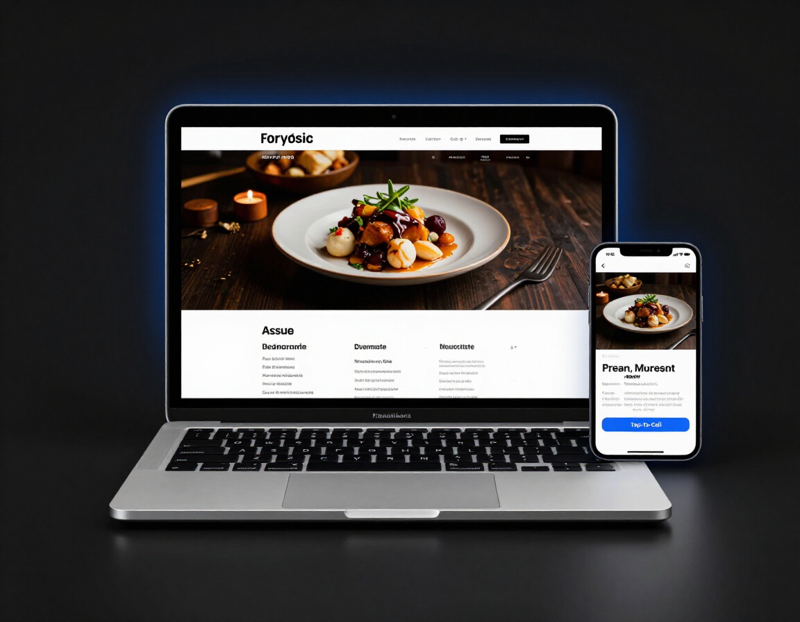 Restaurant website on MacBook and iPhone