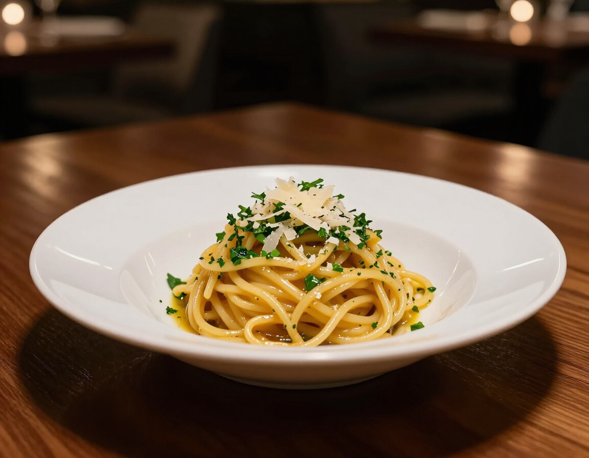 Beautifully plated pasta dish