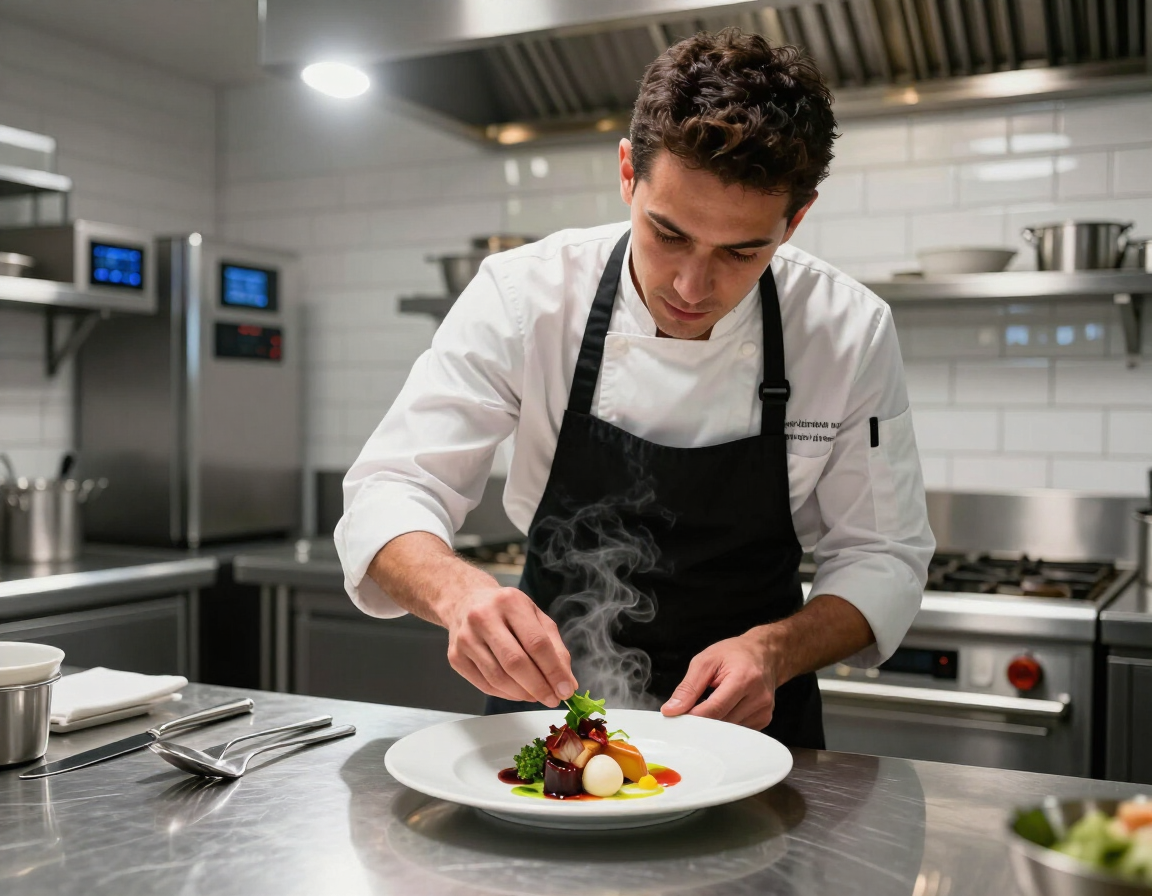 Chef plating a dish