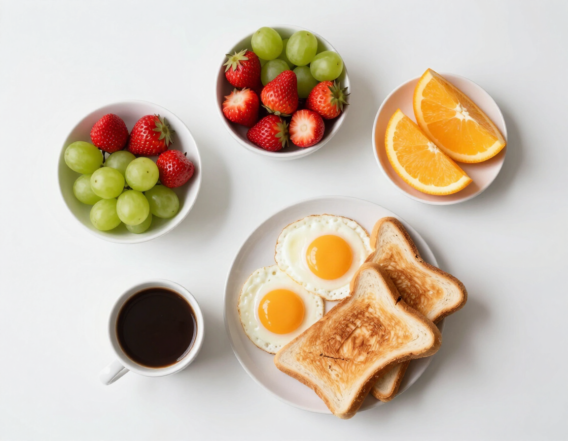 Brunch flat-lay spread