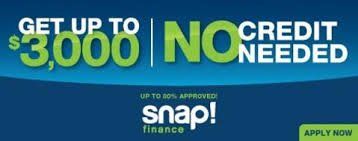 A snap finance ad that says get up to $ 3,000 no credit needed