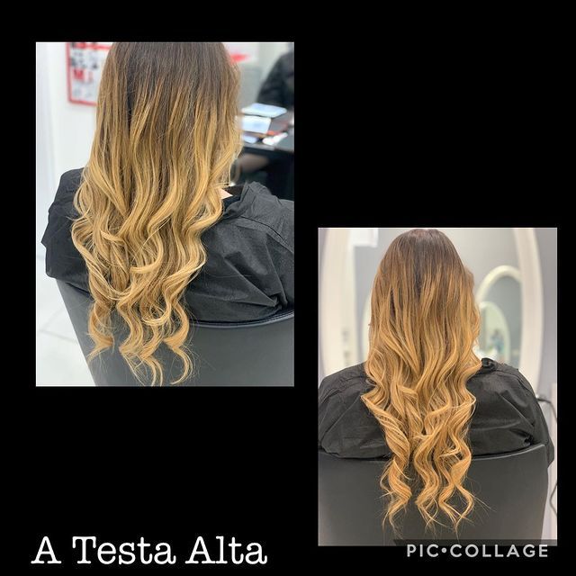 capelli lunghi con colpi di luce