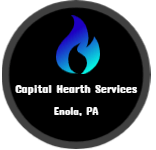 Capital Hearth Services logo with blue flame and Enola, PA text
