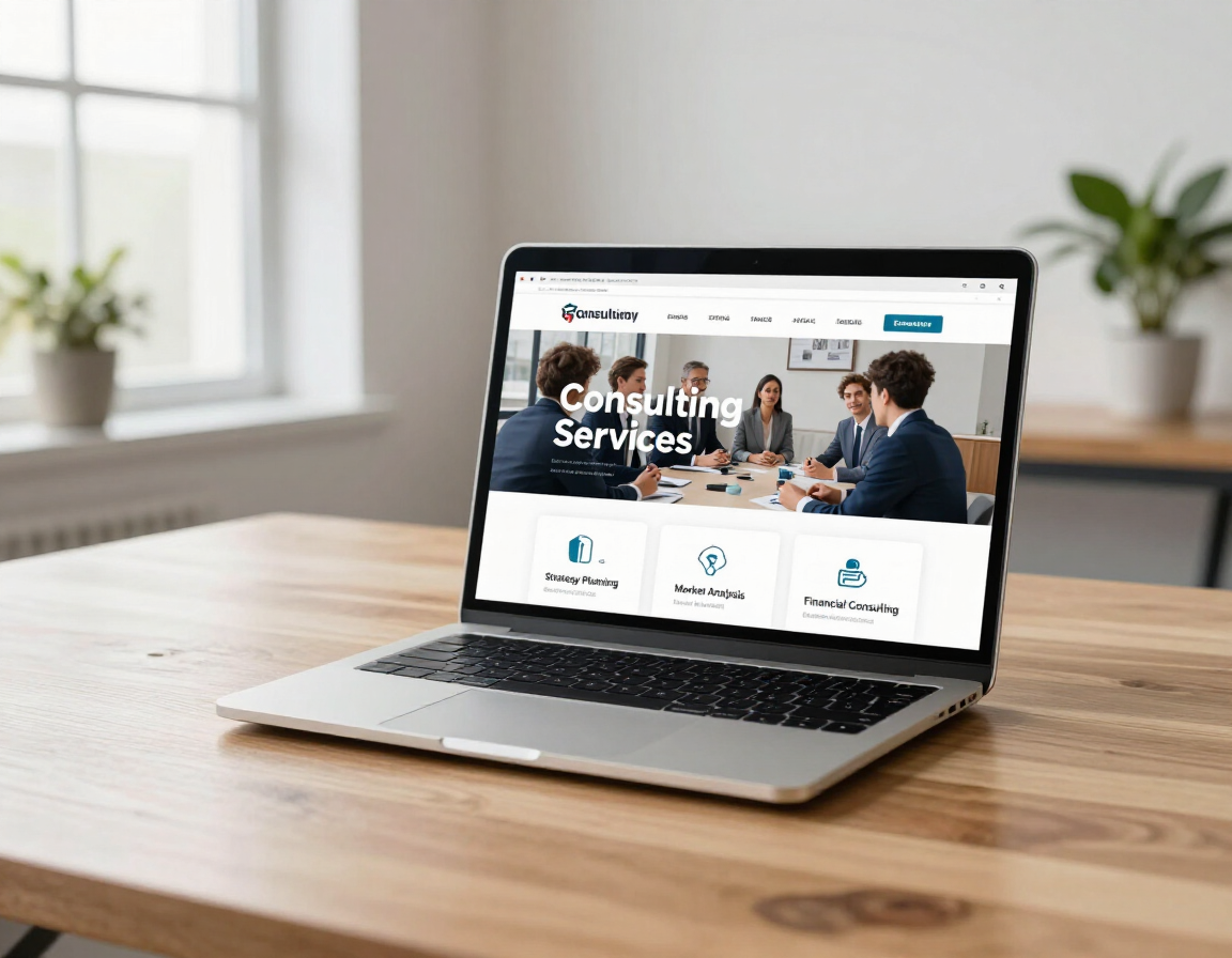 Consultant service website on a laptop