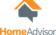 HomeAdvisor logo with orange roof icon above gray house shape and wordmark