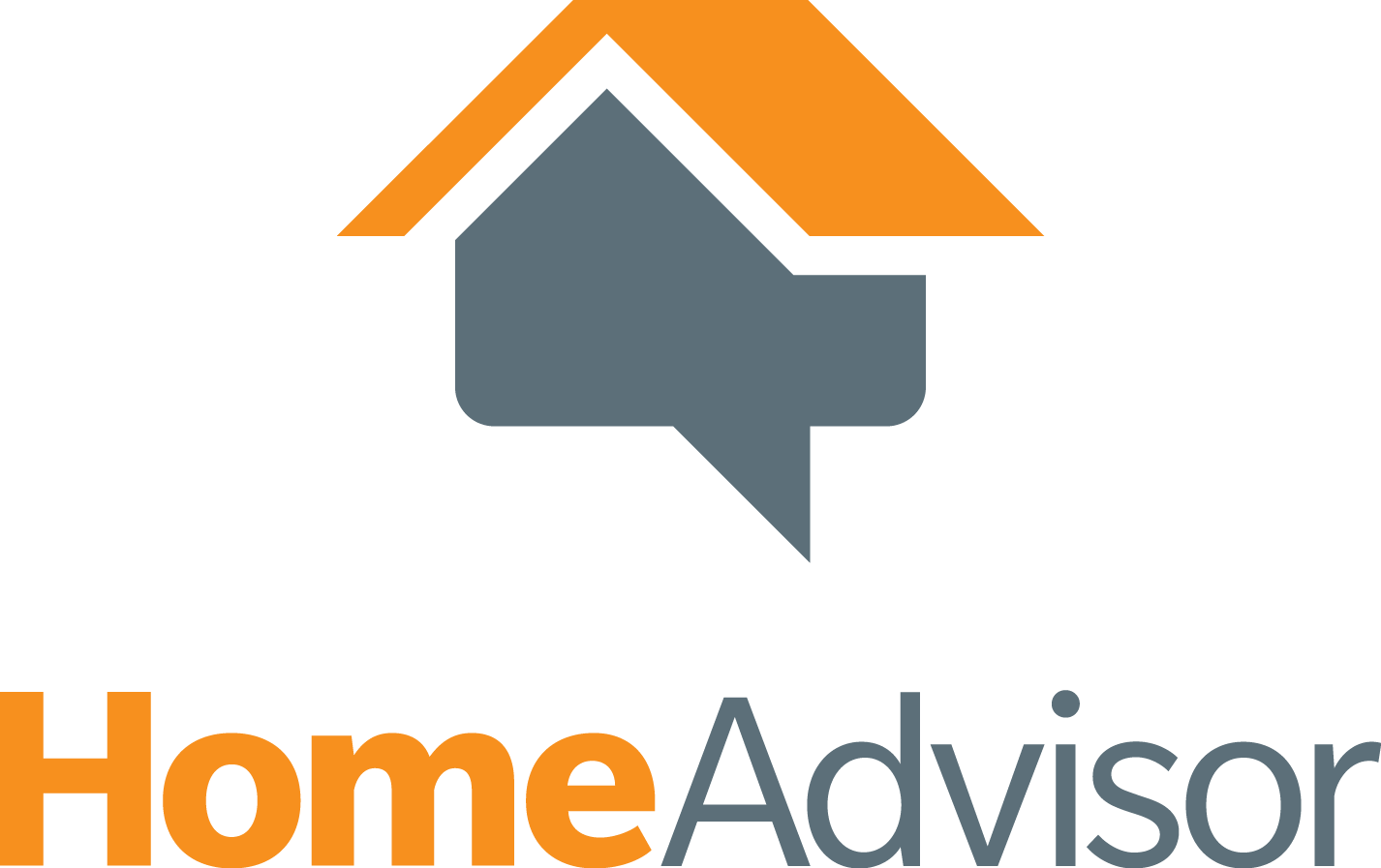 HomeAdvisor logo with orange roof icon above gray house shape and wordmark