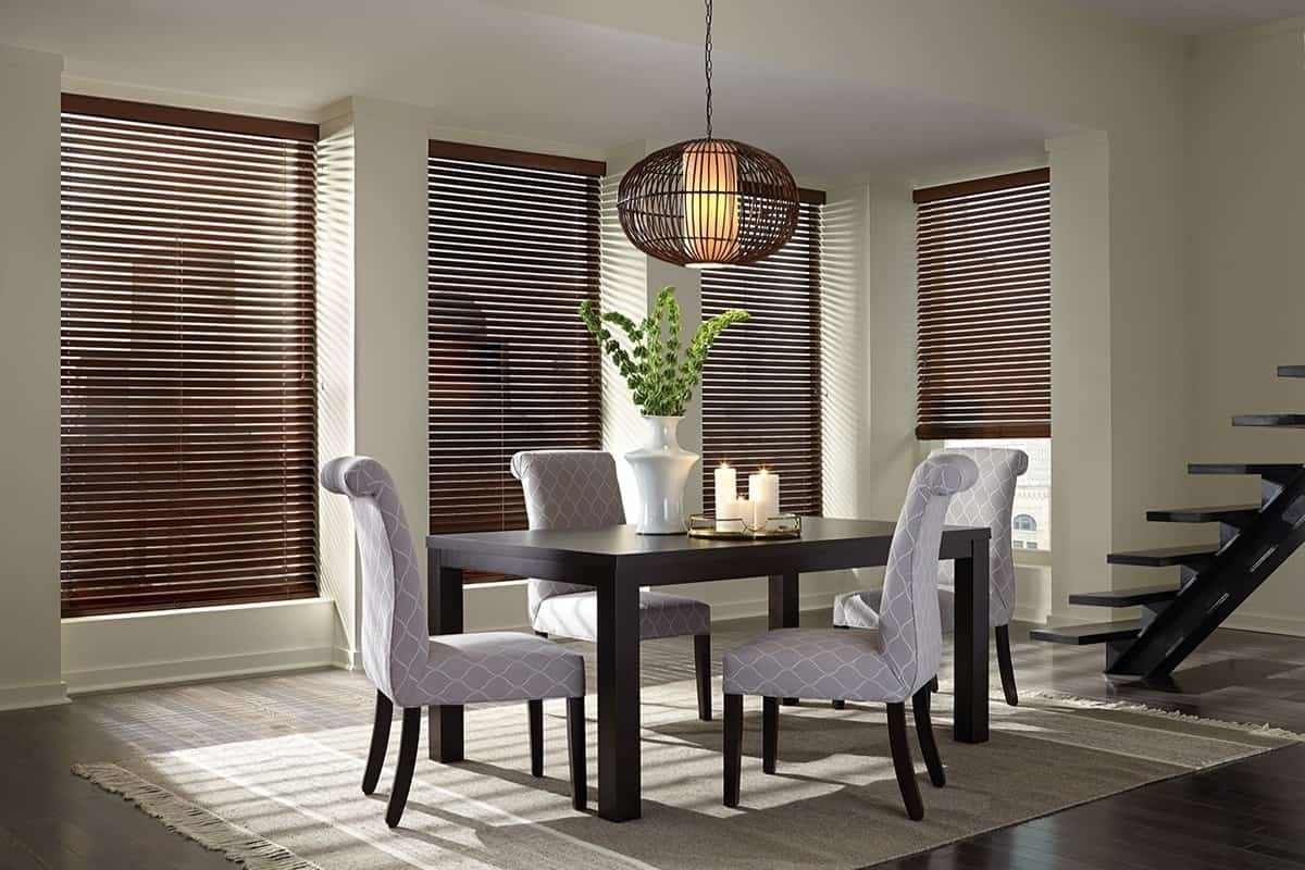Window treatments for your dining room, Hunter Douglas Parkland® Wood Blinds near Fort Lauderdale, Florida (FL)