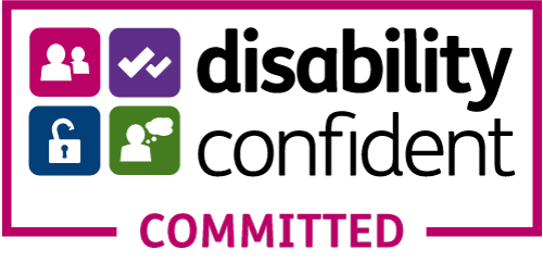 a logo for a company called disability confident committed .