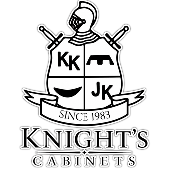 Knight&rsquo;s Cabinets logo with knight shield and &ldquo;Since 1983&rdquo; banner in black and white