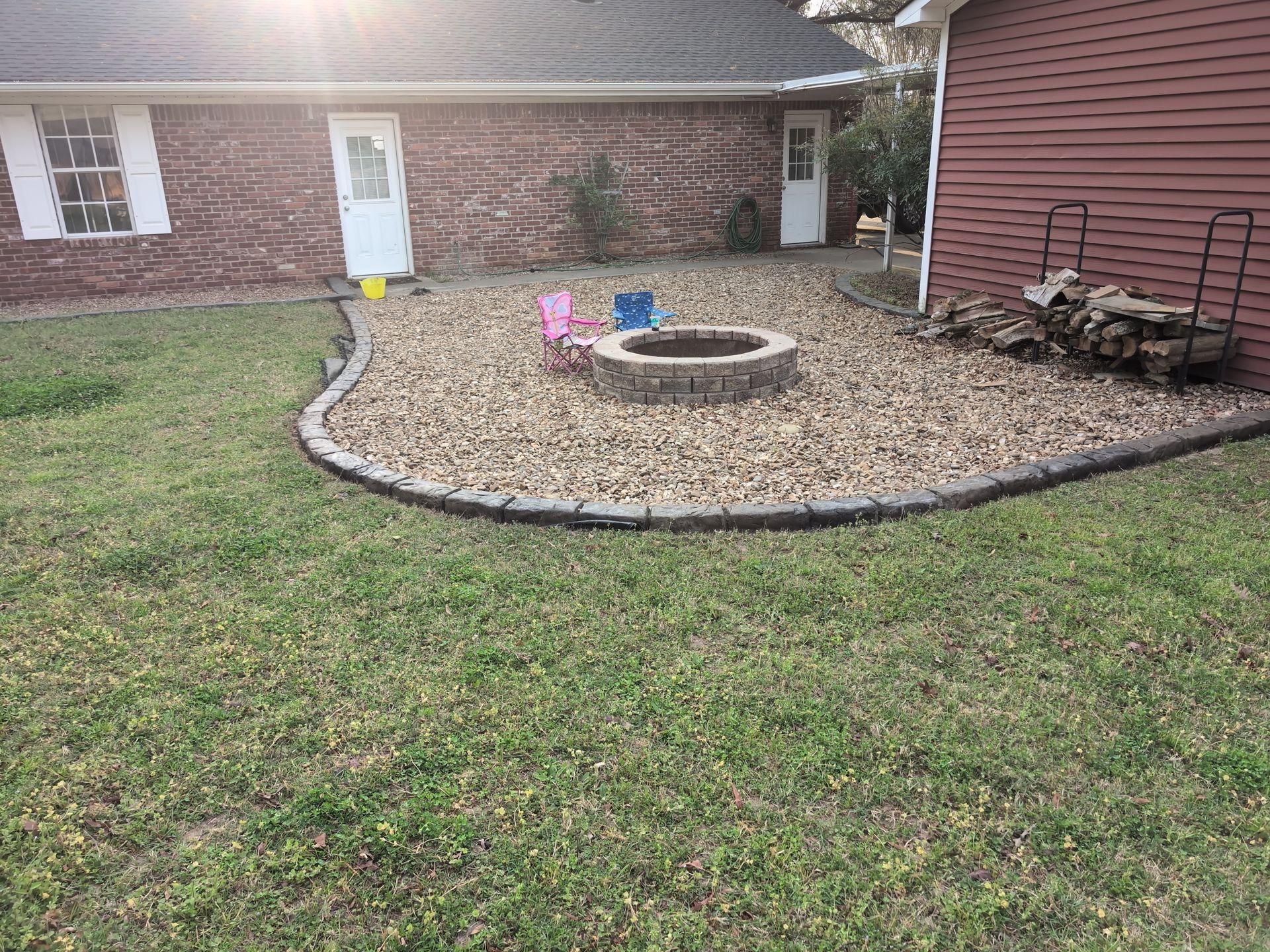 Moroccan Natural Stone Landscaping Backyard Fire Pit Home Residential The Curb Guy Marcus MrCurber Arkansas