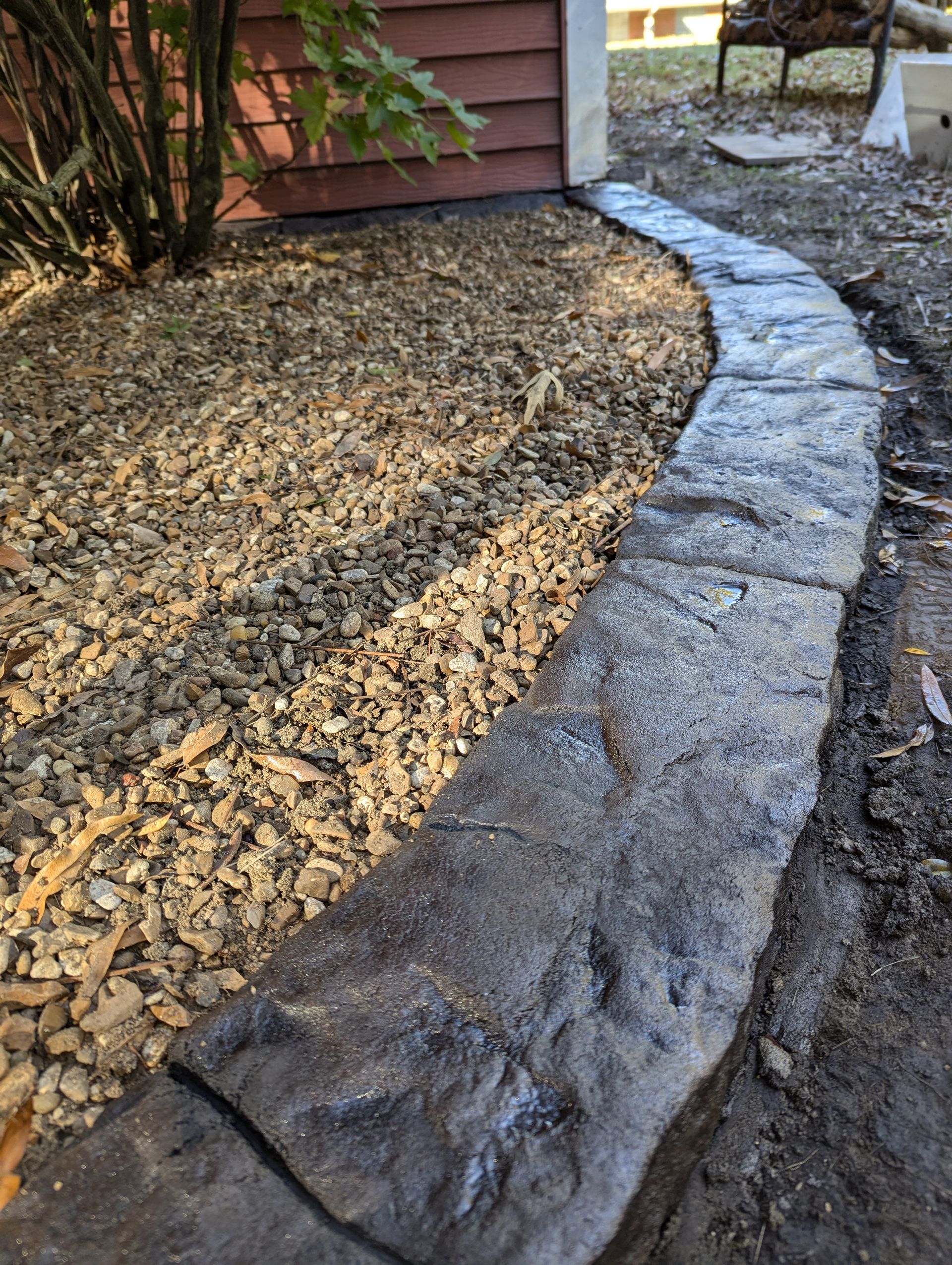 Custom Stamped Edging Gutter Splash Pad Landscaping Garden Bed Home Residential The Curb Guy Marcus MrCurber Arkansas