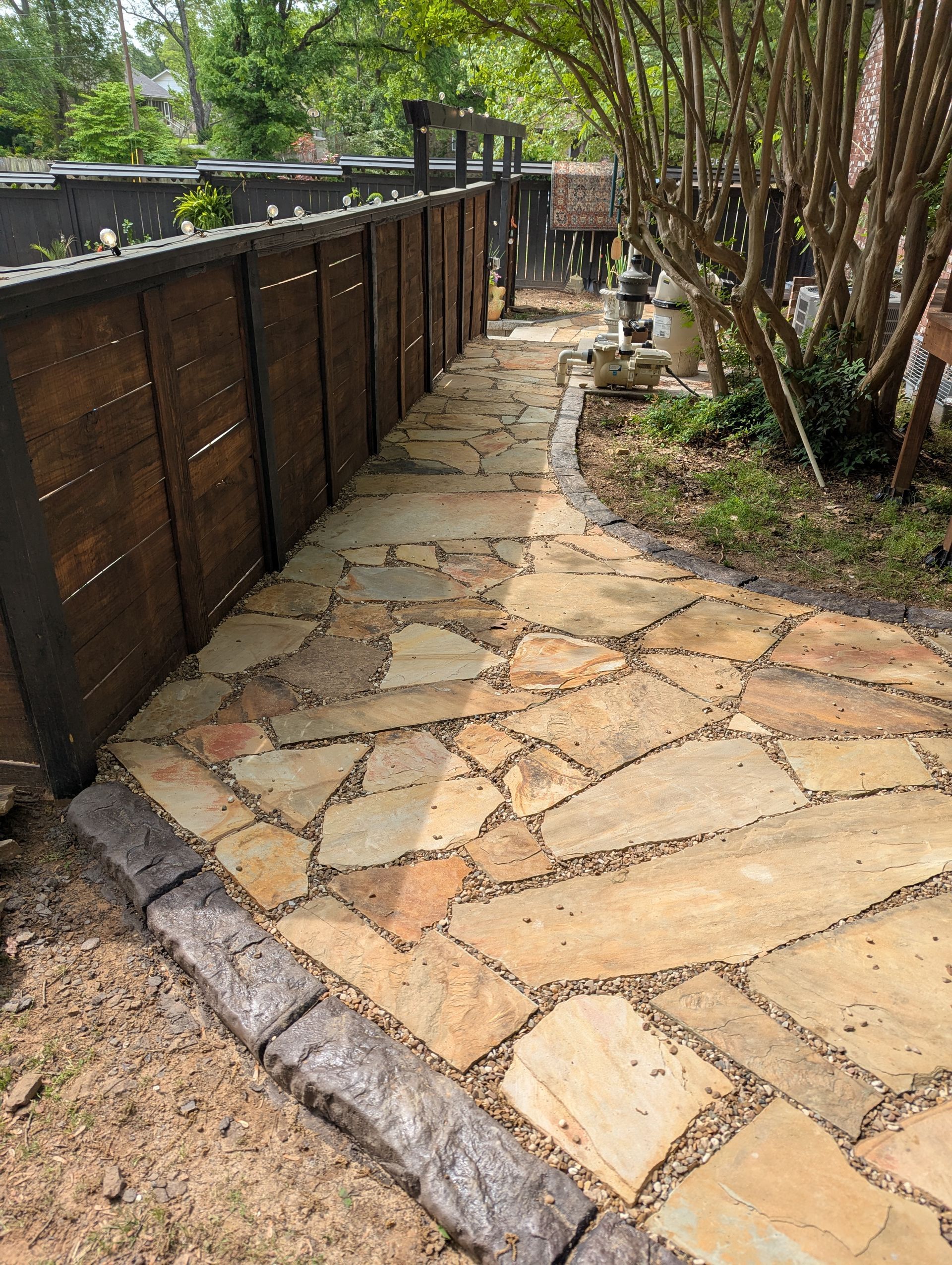 Moroccan Natural Stone Landscaping Backyard Pathing Home Residential The Curb Guy Marcus MrCurber Arkansas