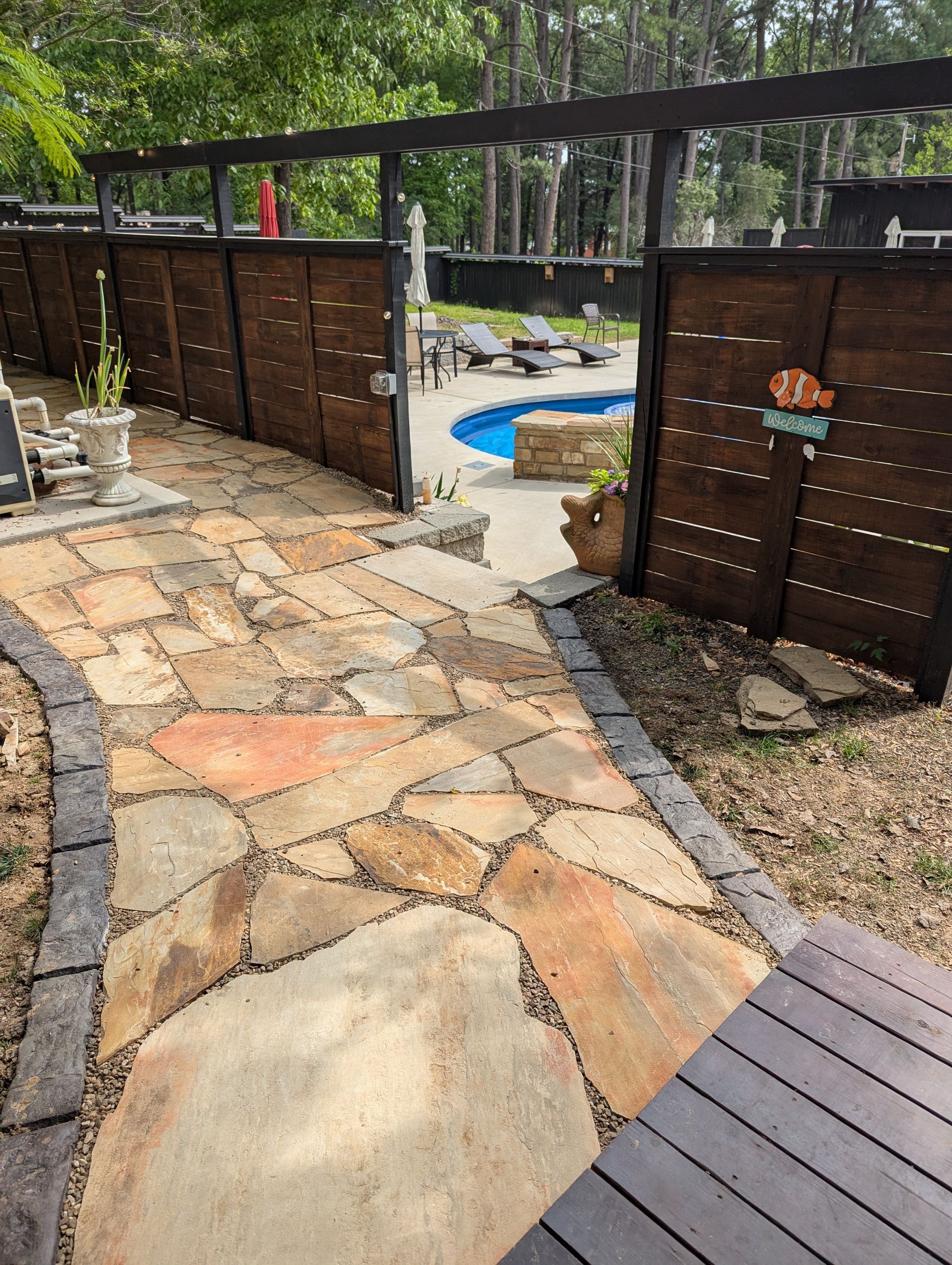 Moroccan Natural Stone Landscaping Path Backyard Pool Side Home Residential The Curb Guy Marcus MrCurber Arkansas