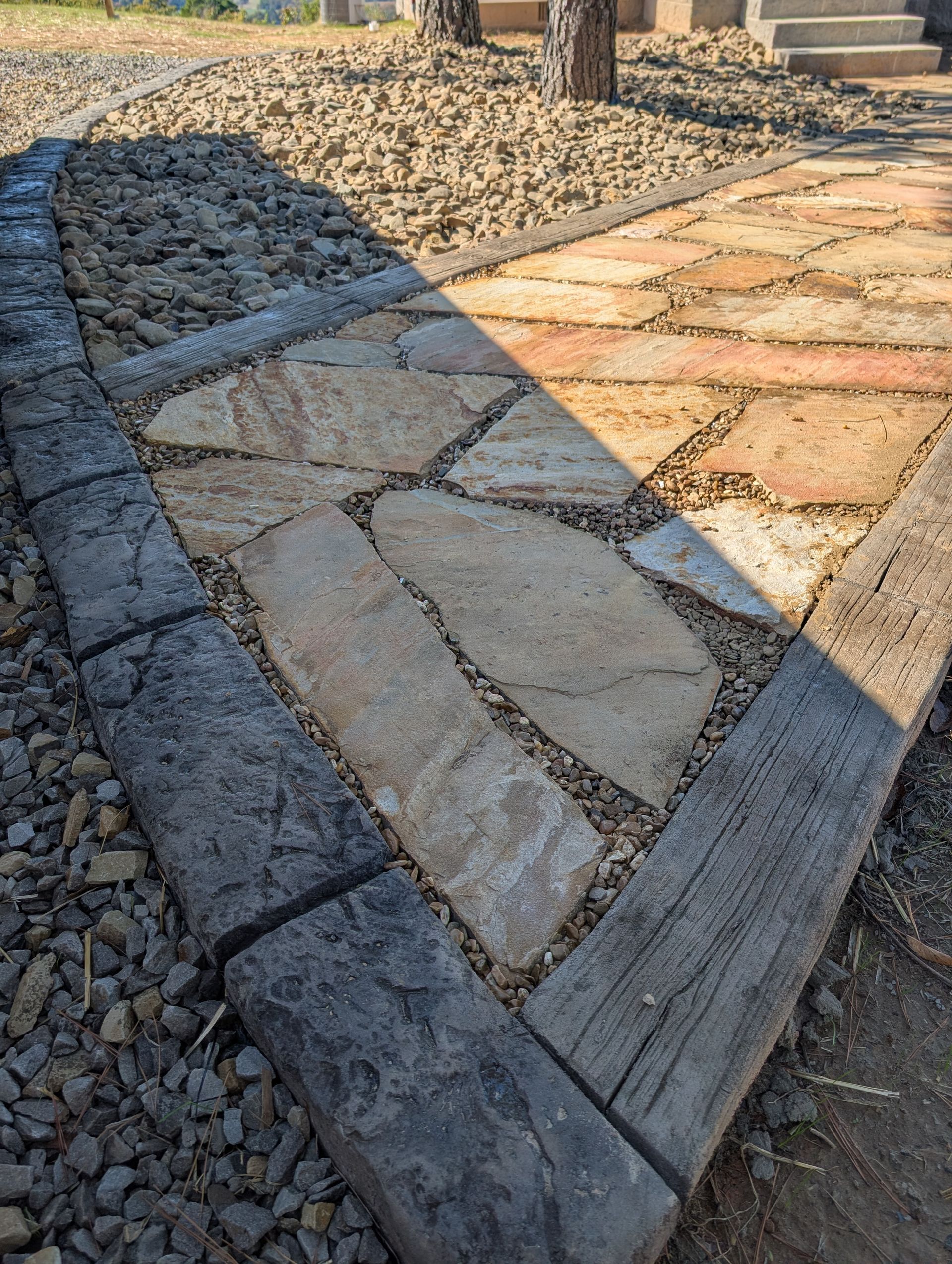 Moroccan Natural Stone Landscaping Backyard Pathing Home Residential The Curb Guy Marcus MrCurber Arkansas