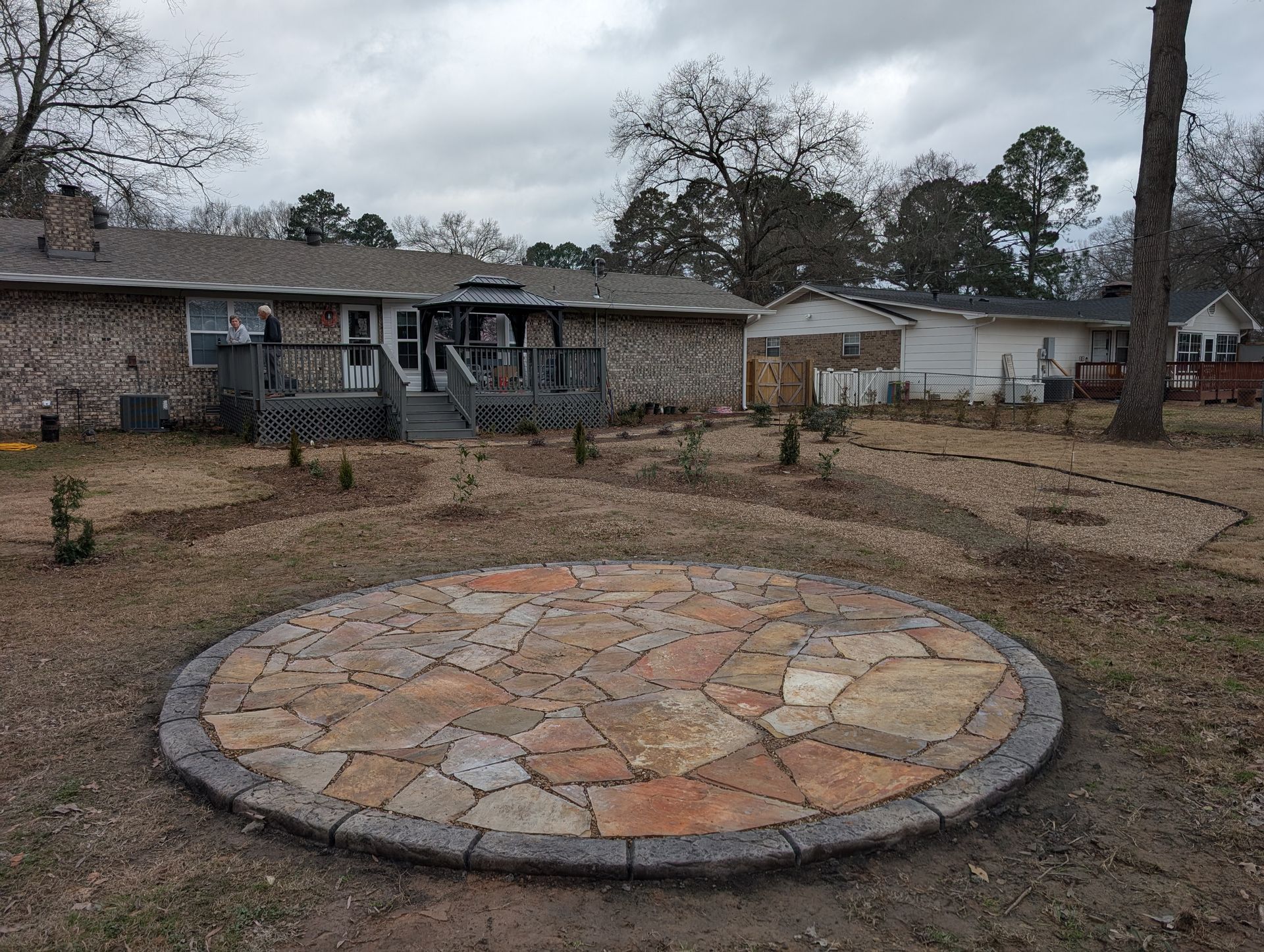 Custom Stamped Edging Landscaping Backyard Circle Pathing Home Residential The Curb Guy Marcus MrCurber Arkansas