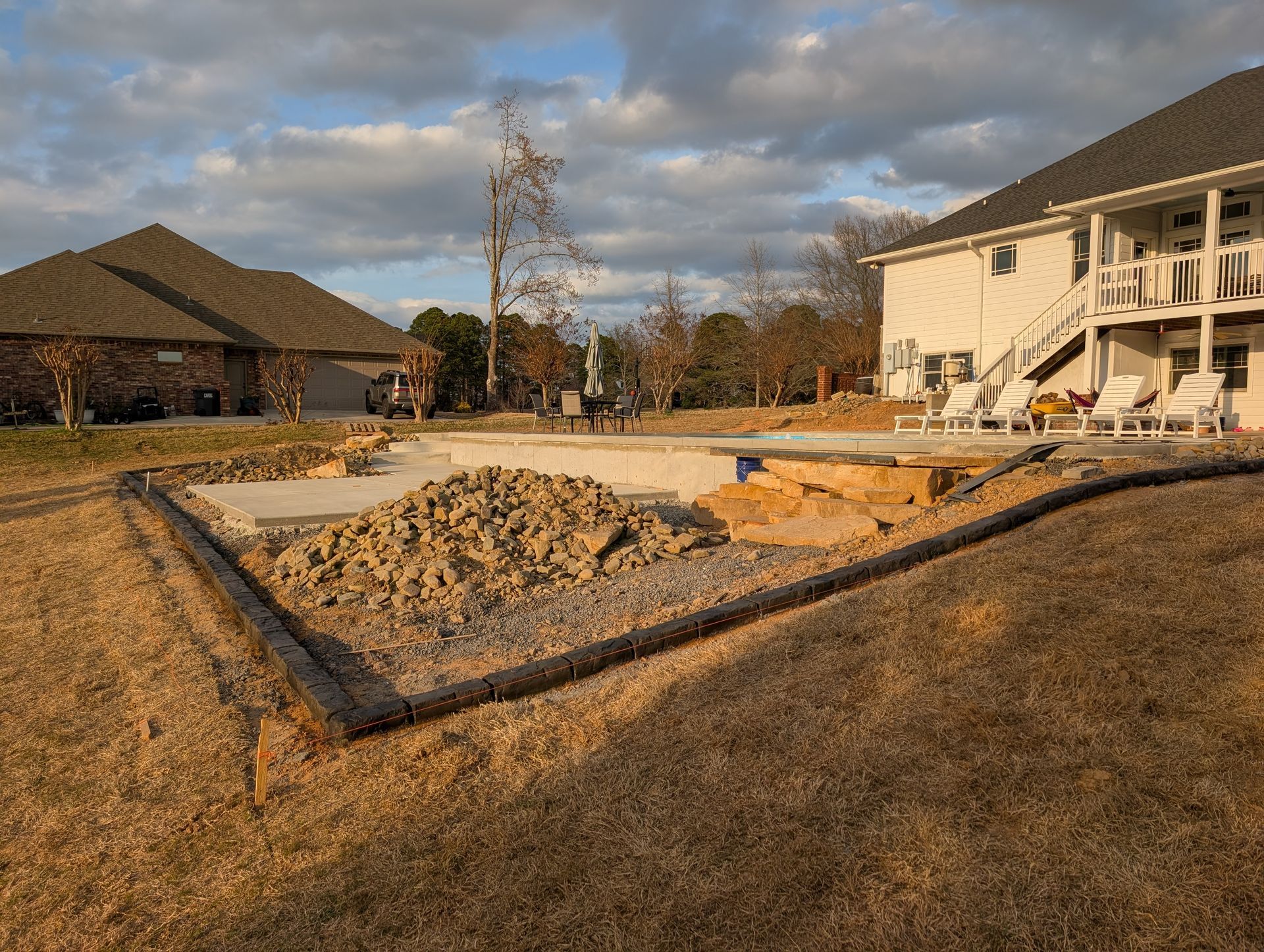 The Process Moroccan Natural Stone Pool Landscaping Garden Bed Home Residential The Curb Guy Marcus MrCurber Arkansas