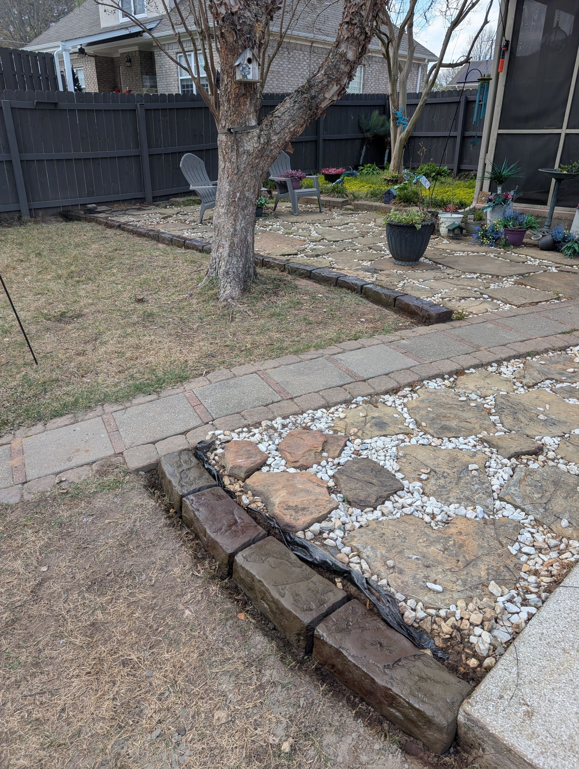 Moroccan Natural Stone Landscaping Backyard Home Residential The Curb Guy Marcus MrCurber Arkansas