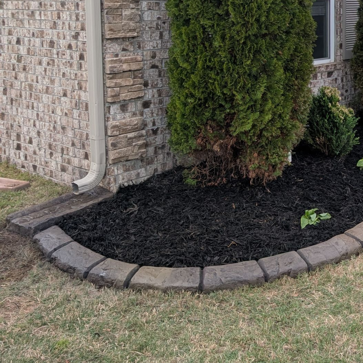 Gutter Splash Pad Moroccan Natural Stone Custom Stamped Edging Landscaping Garden Bed Home Residential The Curb Guy Marcus MrCurber Arkansas