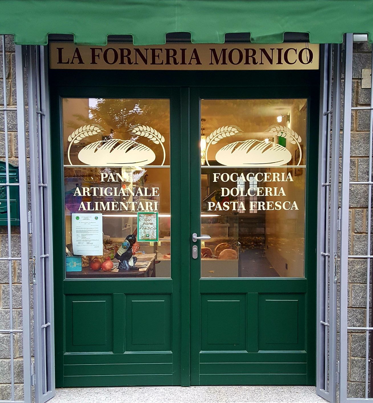 Green door entrance to