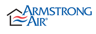 Armstrong Air logo with house graphic and blue lettering.