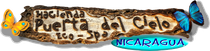 Hacienda Puerta del Cielo logo with butterfly illustrations and “Nicaragua” text