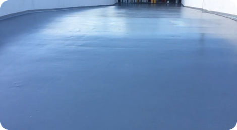 Empty blue indoor floor or surface in a large room