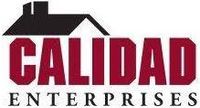 CALIDAD ENTERPRISES logo with black roofline and red and black text